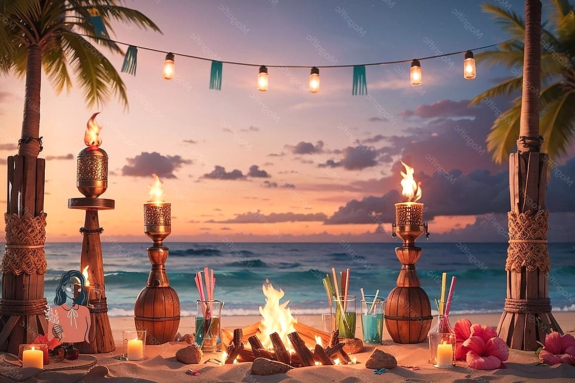 Beachy Tiki Bar Setup
