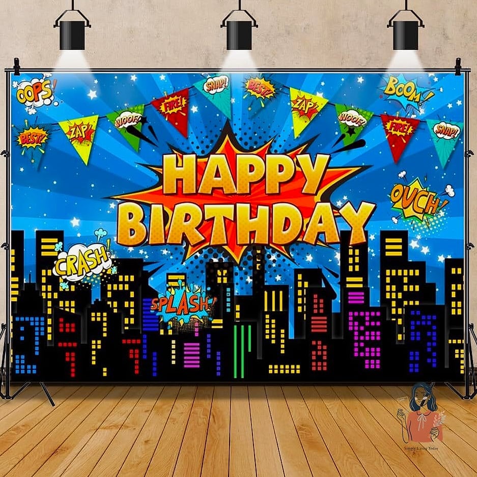 24 Adorable Superhero Birthday Party for the Best Party Ever 5 City Skyline Backdrop