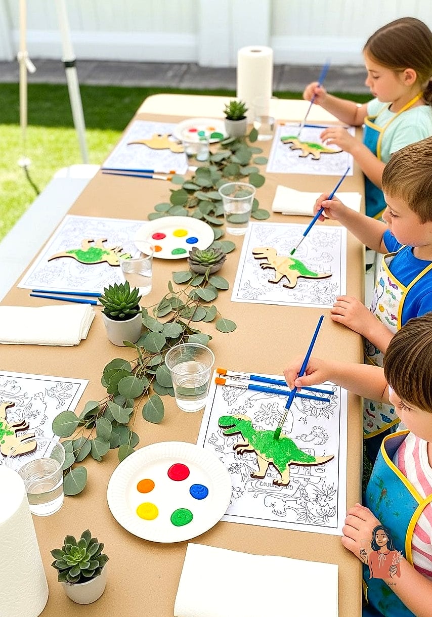 25 Creative Dinosaur Birthday Party Worth Stealing Right Now 18 Dinosaur Painting Craft Station