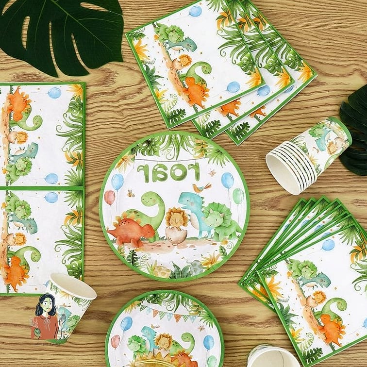 25 Creative Dinosaur Birthday Party Worth Stealing Right Now 14 Dinosaur Tableware And Color Scheme