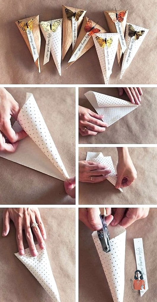21 Clever Diy Favor Bags On a Budget 4 DIY Paper Cone Favor Bags