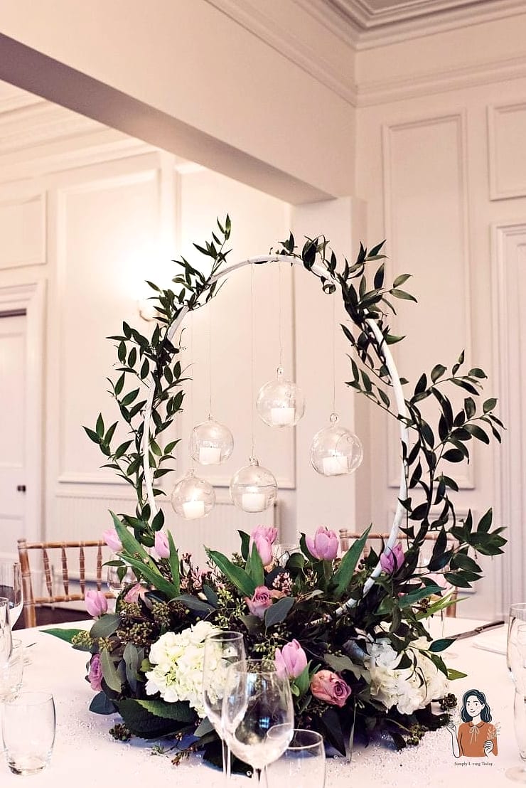 15. Floral Hoop Centerpieces