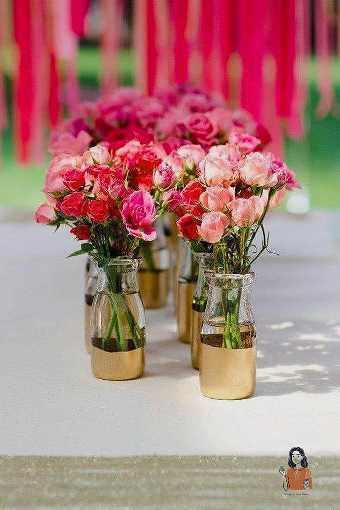 4. Gold Painted Bottle Centerpieces
