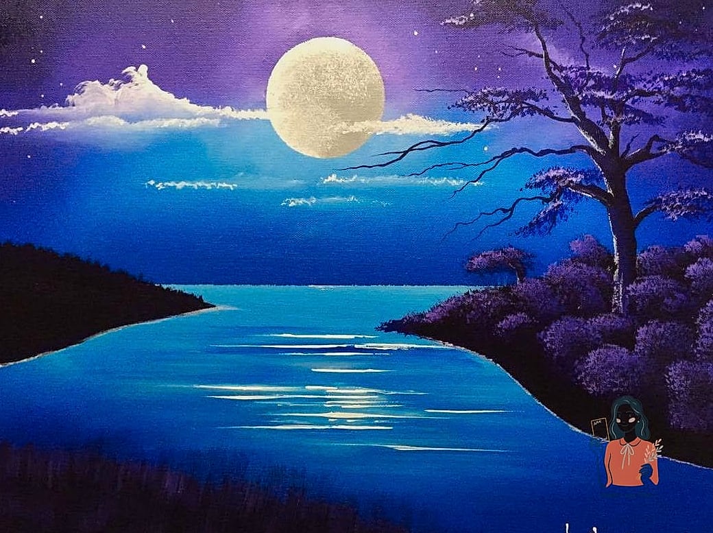 Moonlight Landscape Painting