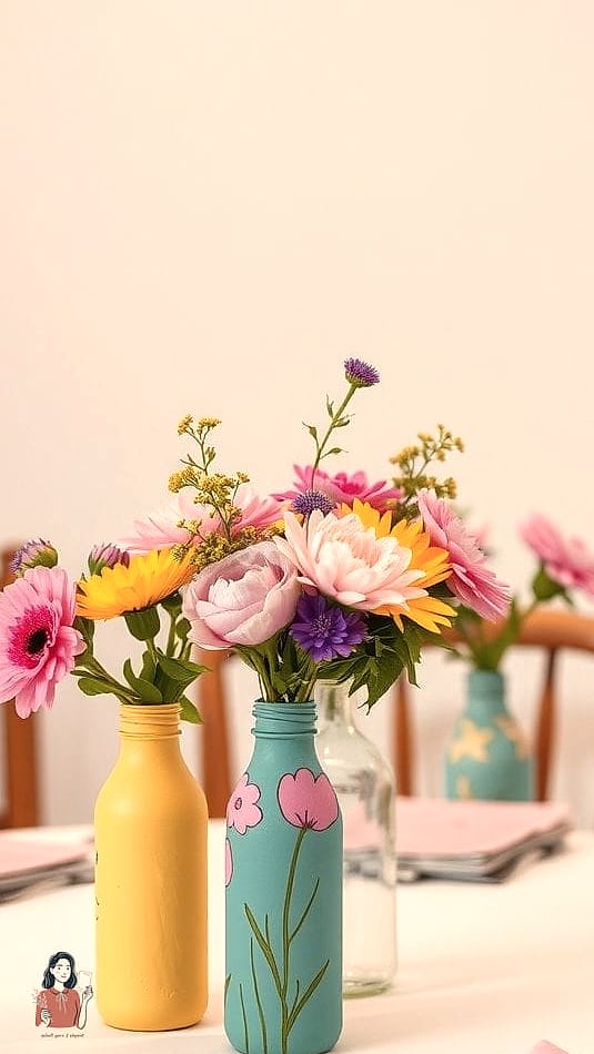 26 Simple Diy Table Centerpieces You Can Make This Weekend 4 Painted Bottle Centerpiece