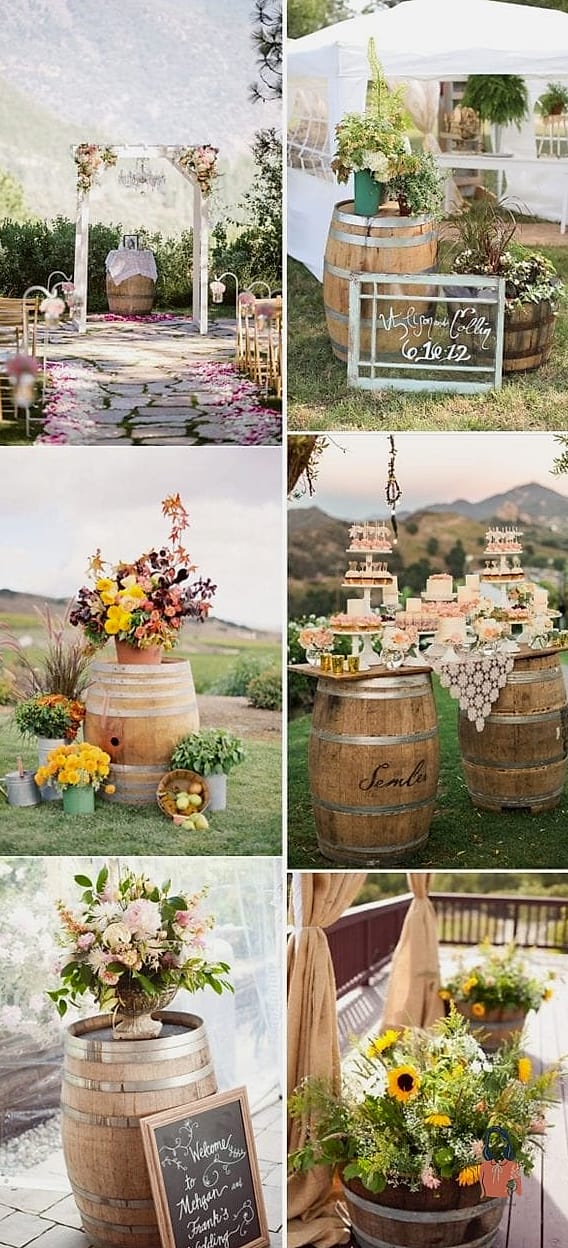 16. Rustic Wine Barrel Displays