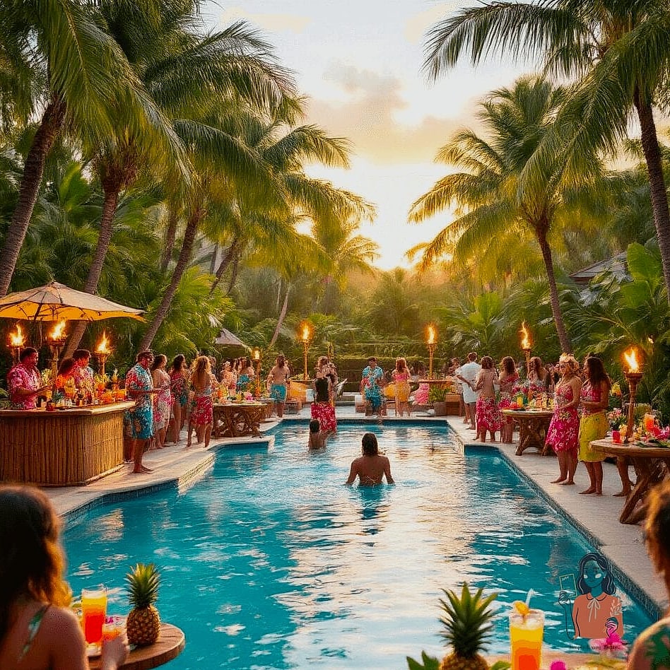 25 Incredible Pool Party Ideas Worth Stealing Right Now 2 Tropical Island Escape Theme
