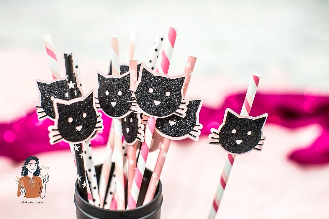 29 Adorable Cat Themed Birthday Party That Are Totally Pinterest-Worthy 21 Whisker Straw Cups