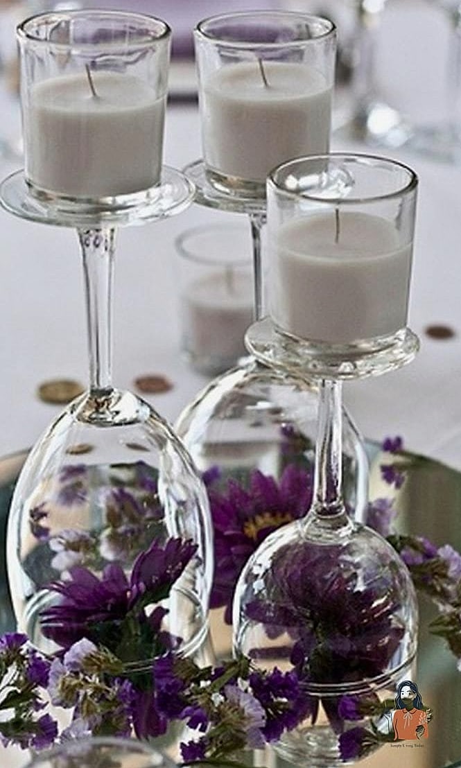26 Simple Diy Table Centerpieces You Can Make This Weekend 8 Wine Glass Candle Holders