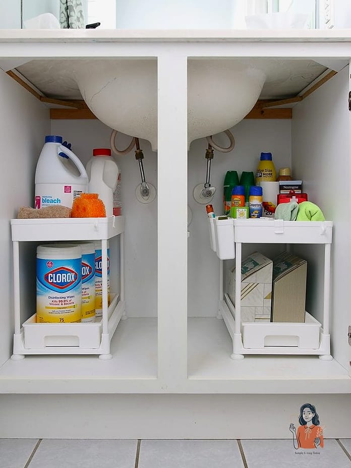 21 Amazing Bathroom Vanity Organization Tips to Try This Weekend 13 Add Under-Shelf Baskets for Extra Storage
