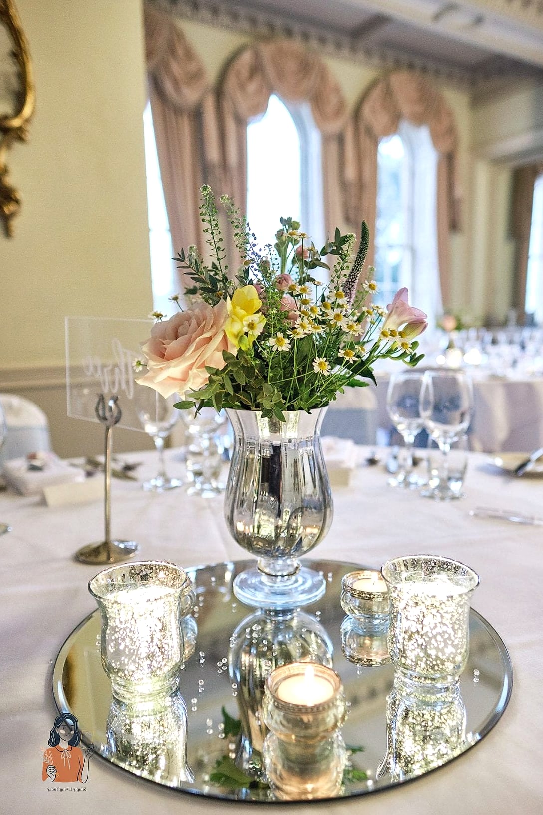 Antique Mirror or Trays as Centerpiece Bases