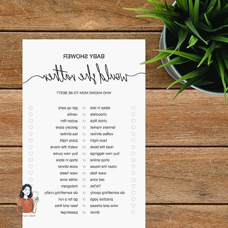 26 Unforgettable Printable Baby Shower Games That Are Totally Pinterest-Worthy 22 Baby Shower Would You Rather