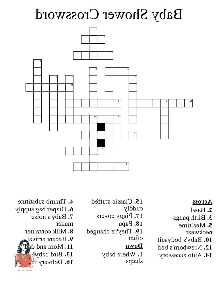 26 Unforgettable Printable Baby Shower Games That Are Totally Pinterest-Worthy 24 Baby Shower Crossword