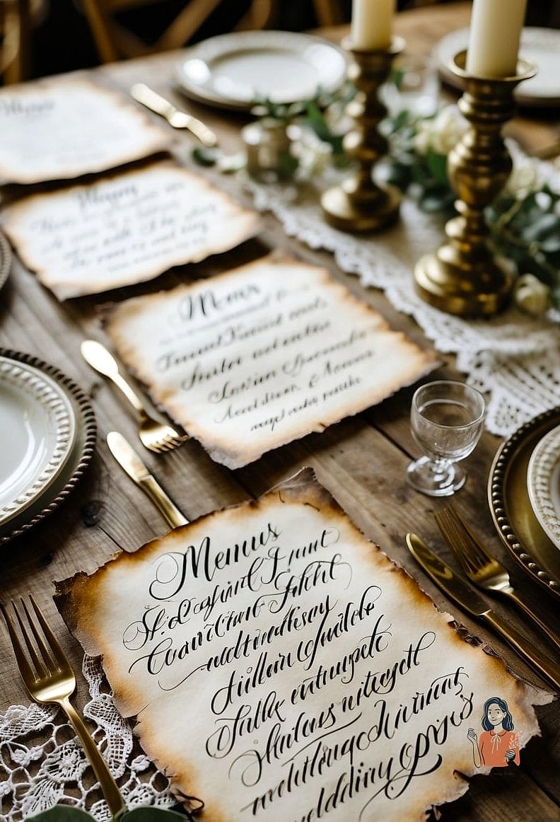 Calligraphy Menu Cards at Each Setting