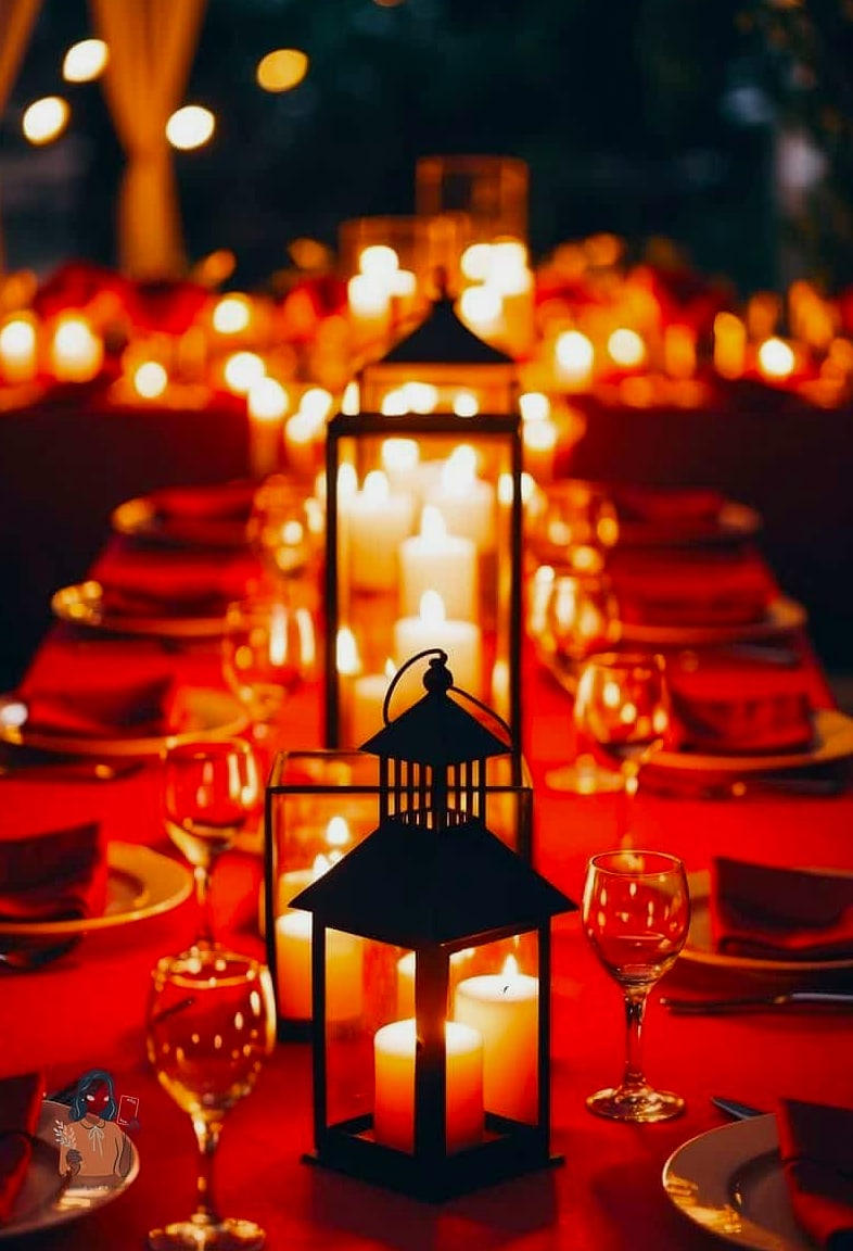 Candlelit Lantern Pathways Down the Table
