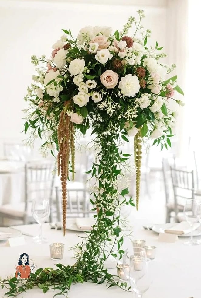 Cascading Floral Arch Over the Table