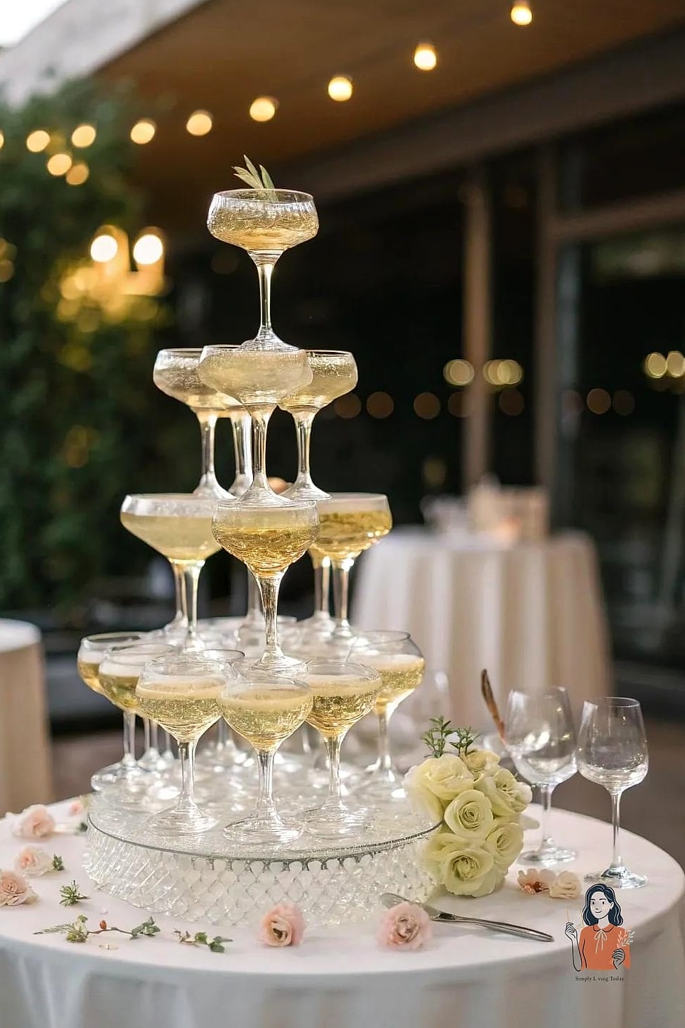 Champagne Coupe Tower Centerpiece