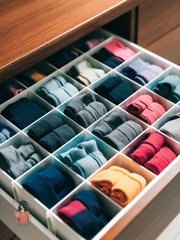 30 Genius Sock Storage That Will Change Your Life 17 Color-Coded Bins by Wearer