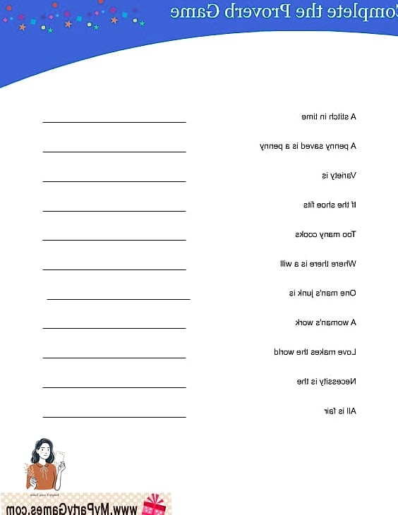 Complete the Proverb Sheets