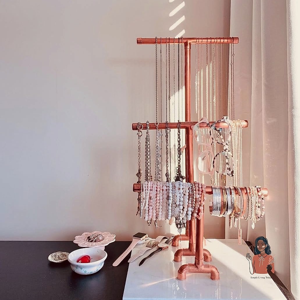 Copper Pipe Necklace Rack