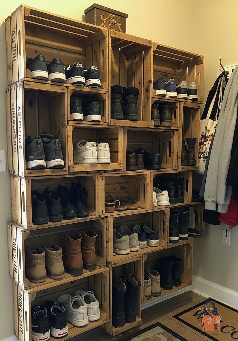22 Brilliant DIY Shoe Rack Ideas to Finally Organize Your Closet 10 Crate Cubby System