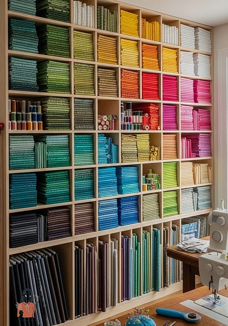 24 Smart Fabric Storage That Actually Work 15 A Fabric Wall With Floating Shelves
