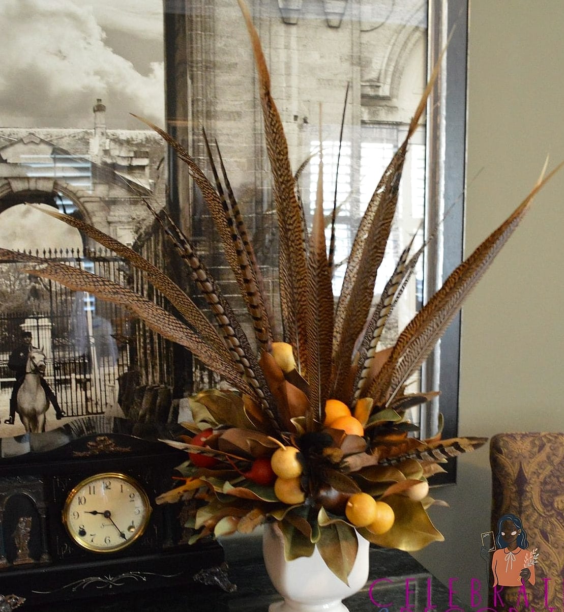 Feather and Foliage Arrangement