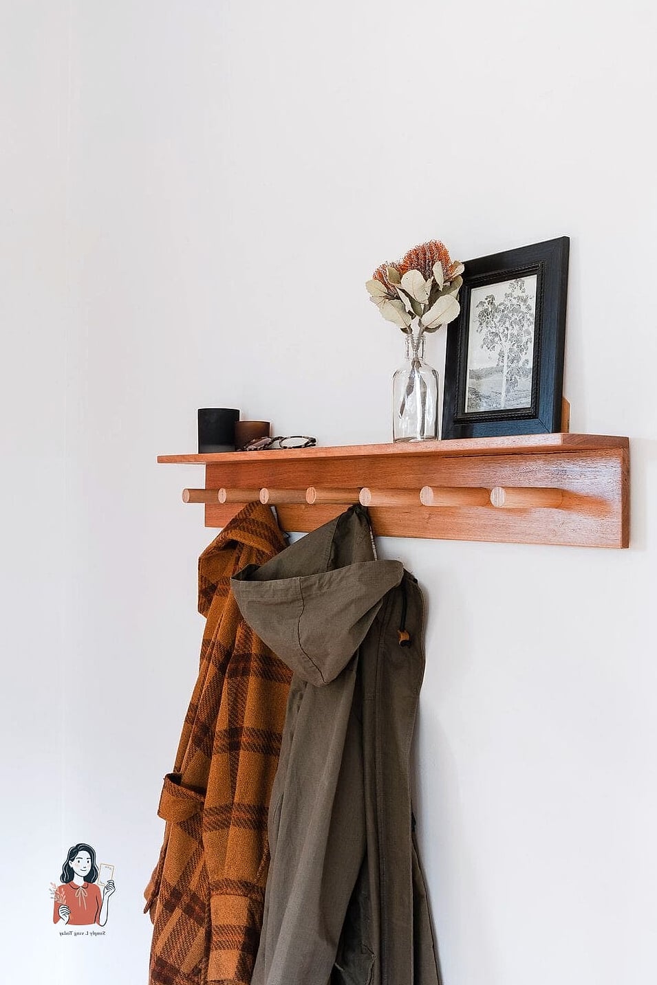 Floating Shelf with Hooks