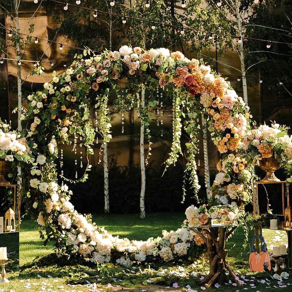 25 Incredible Party Decorations Worth Stealing Right Now 22 Floral Arches Reused as Photo Backdrops