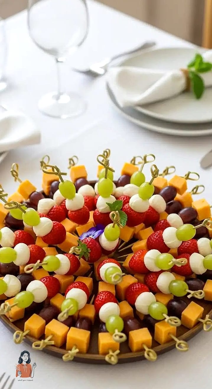25 Adorable Party Food Platters for the Best Party Ever 23 Fruit and Cheese Skewer Cups