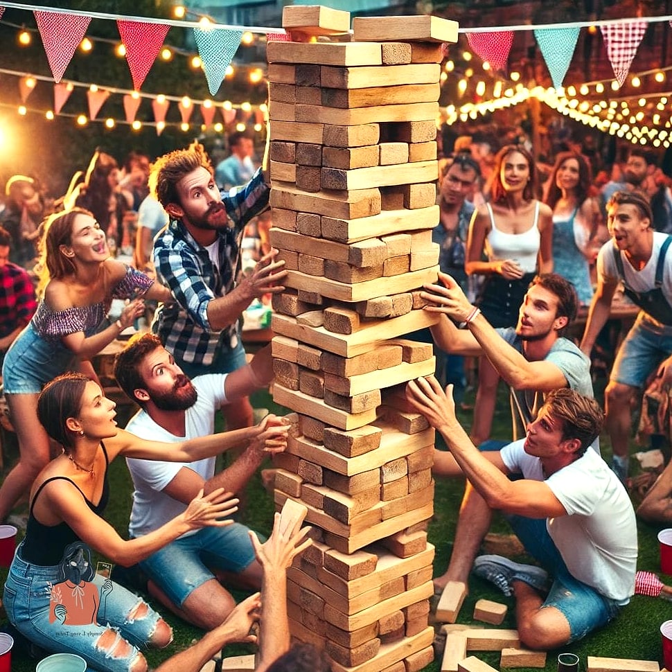 27 Amazing Party Games For Teenagers That Are Totally Pinterest-Worthy 3 Giant Jenga Tournament