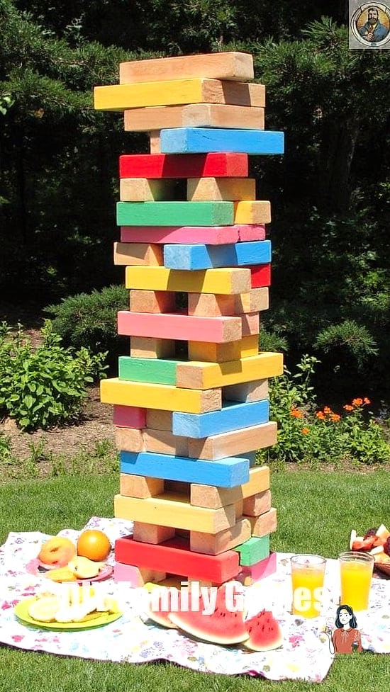 25 Summer Games That Will Make This the Best Summer Ever 2 Giant Jenga on the Lawn