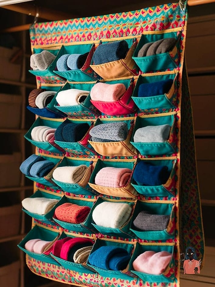 30 Genius Sock Storage That Will Change Your Life 6 Hanging Closet Organizer with Cubbies