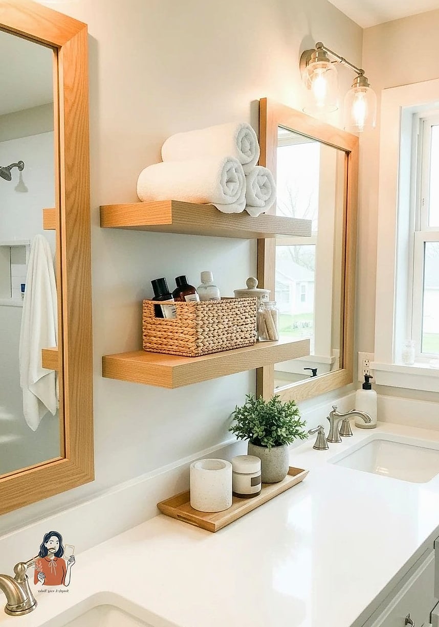21 Amazing Bathroom Vanity Organization Tips to Try This Weekend 22 Install Floating Shelves Above the Vanity