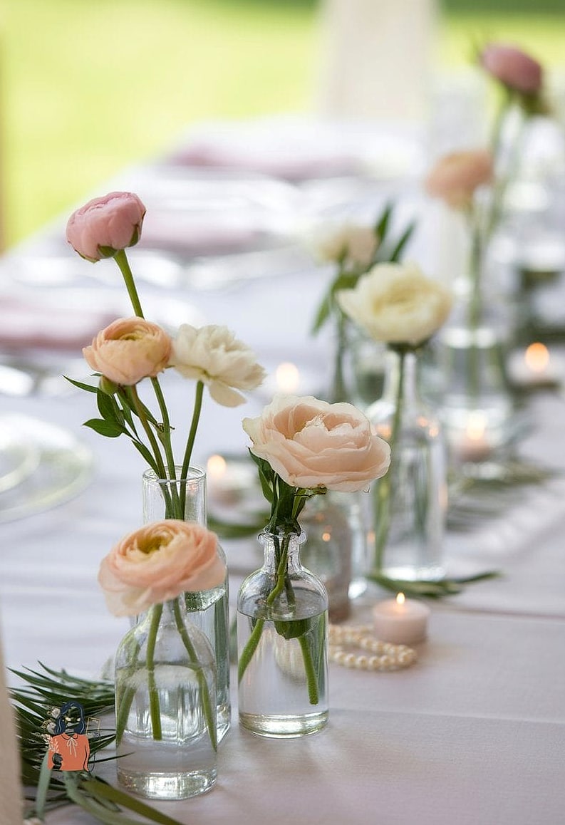 Mini Bud Vases Down the Table