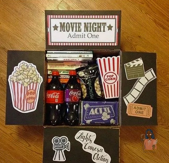 20 Clever Diy Gift Basket Ideas On a Budget 5 The Movie Night Basket