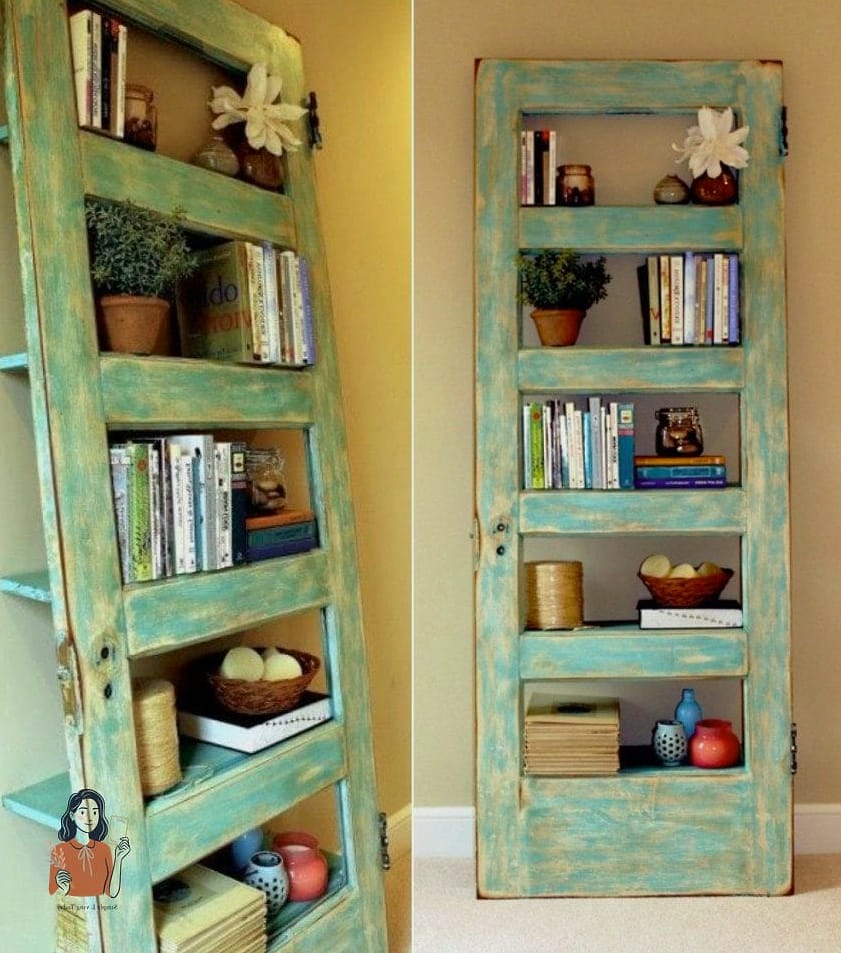 21 Clever Diy Bookshelf On a Budget 7 Old Door Bookshelf