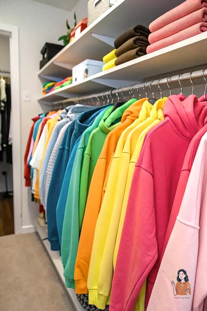 27 Clever Hoodie Storage Ideas to Try This Weekend 13 Organize by Color for Easy Grabbing
