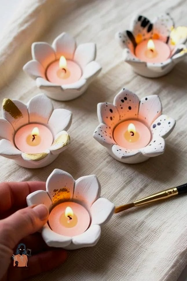 21 Easy Diy Candle Holders You Can Make This Weekend 19 Painted Ceramic Bowl Floaters