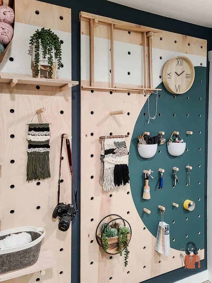 Pegboard Combined With Open Shelving