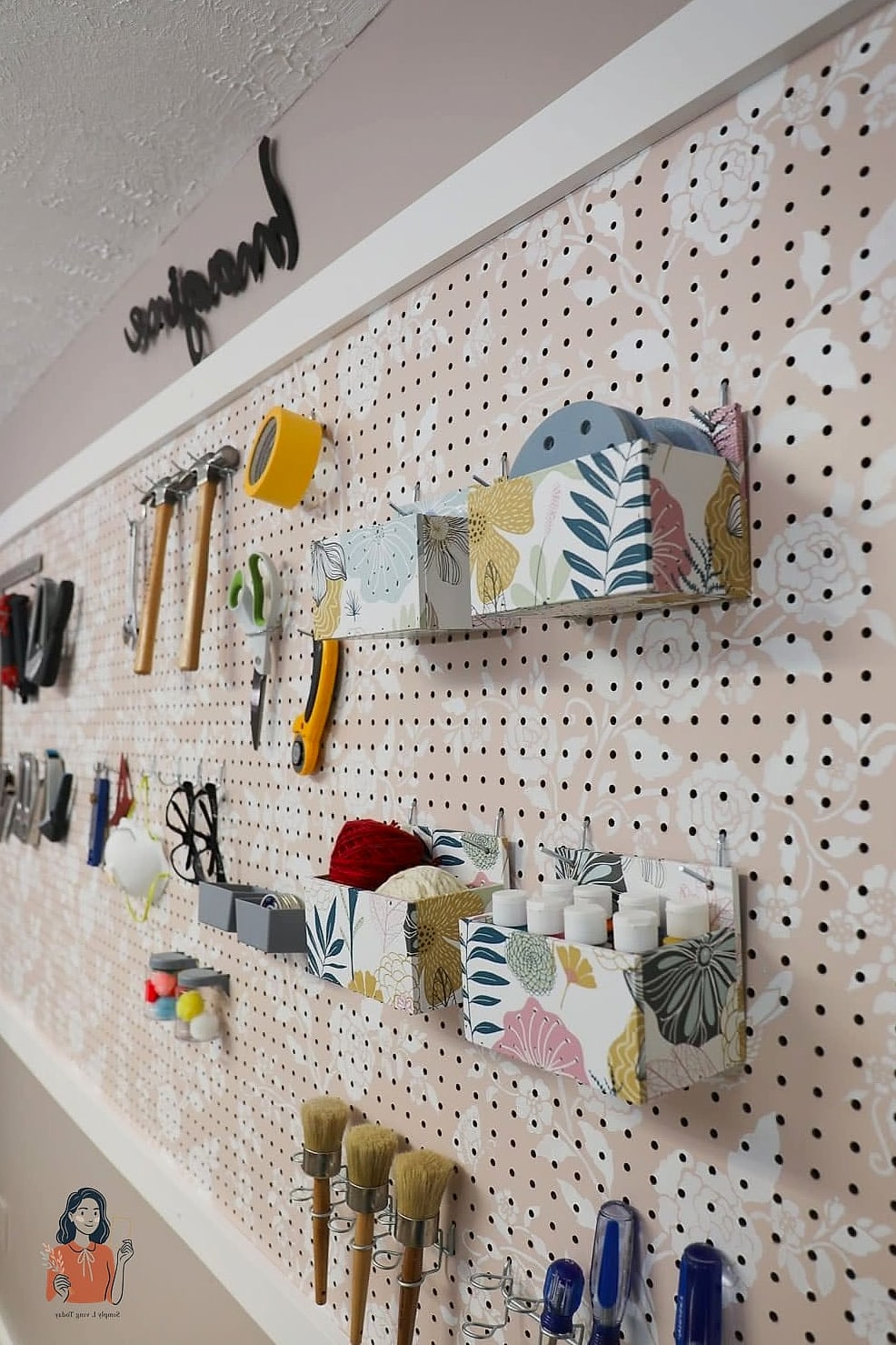 Pegboard With Custom 3D-Printed Hooks