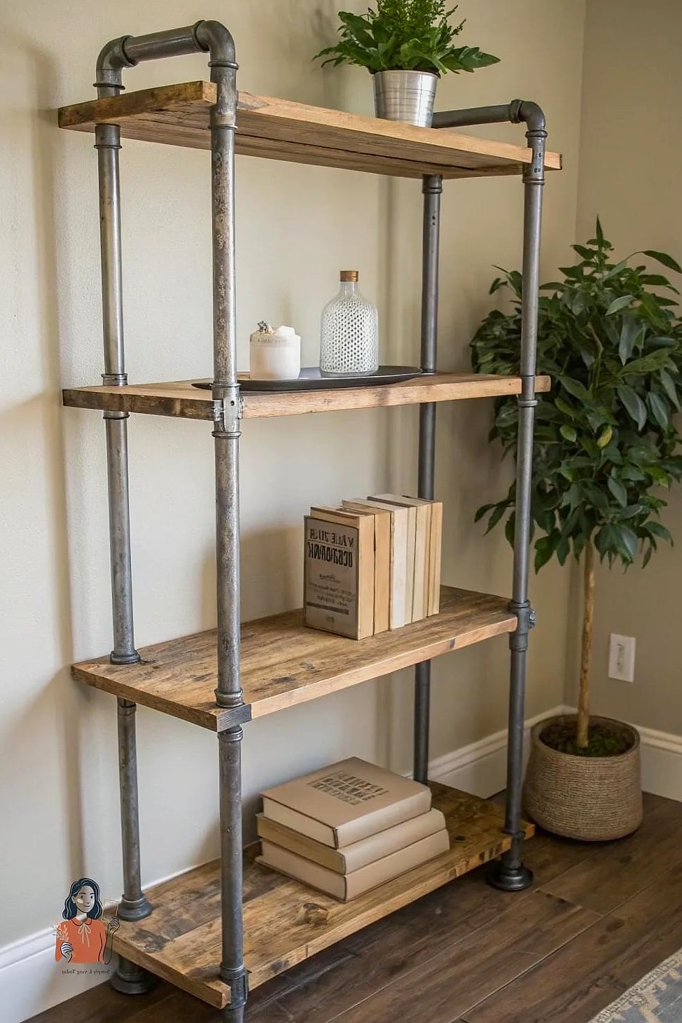 21 Clever Diy Bookshelf On a Budget 5 Pipe and Wood Shelving