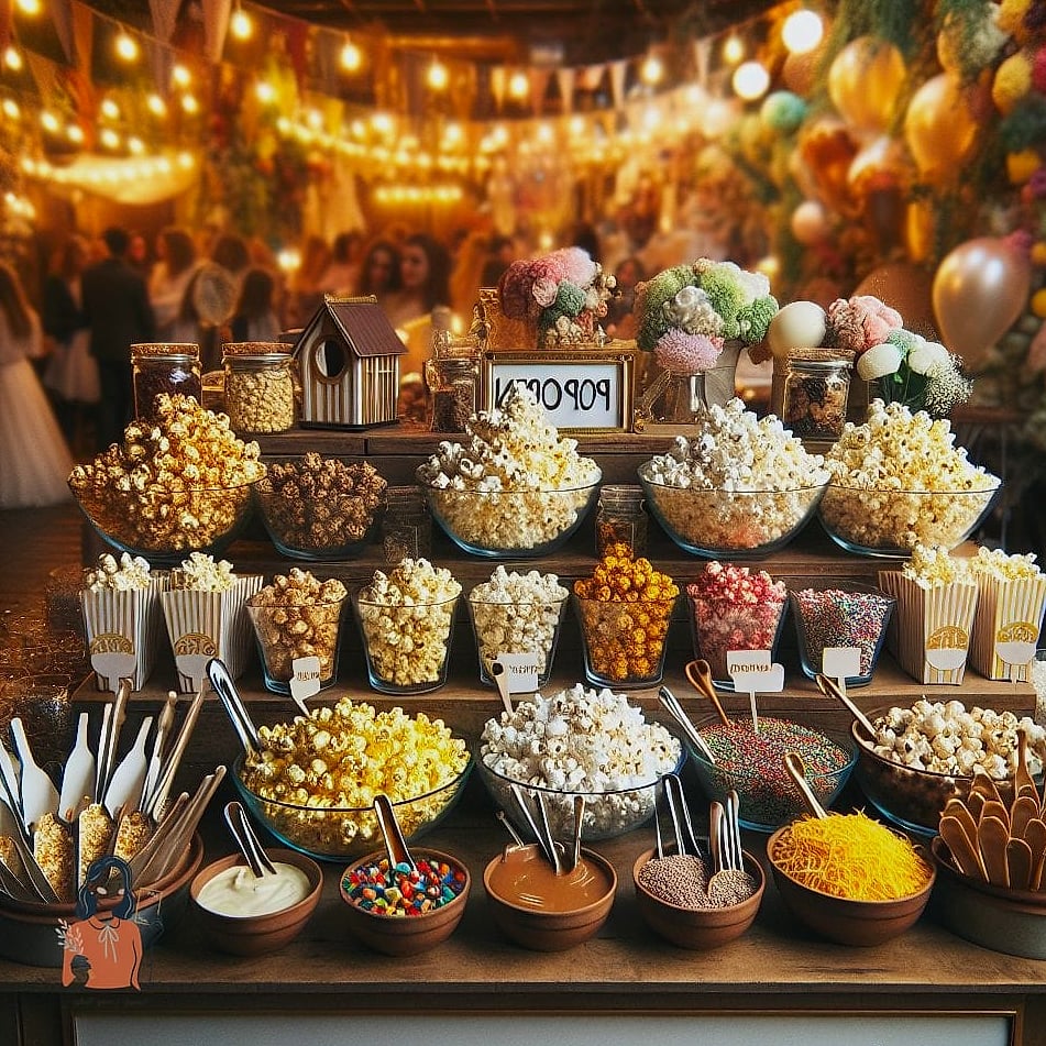 25 Unforgettable Party Food Ideas That Are Totally Pinterest-Worthy 17 Popcorn Bar With Flavor Stations