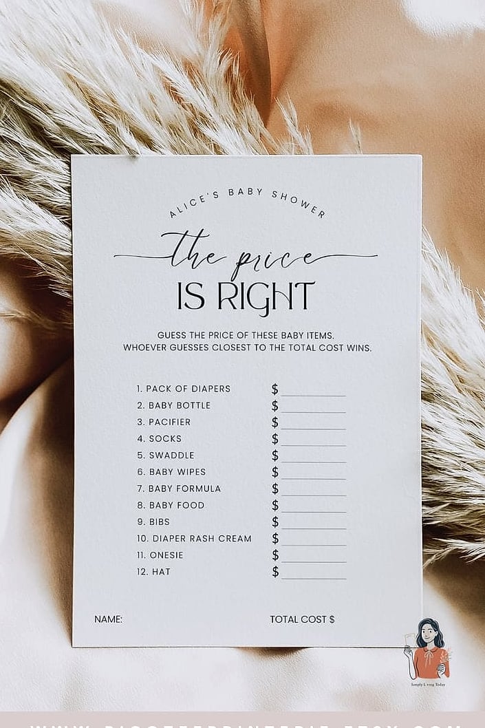 26 Unforgettable Printable Baby Shower Games That Are Totally Pinterest-Worthy 4 The Price Is Right, Baby Edition