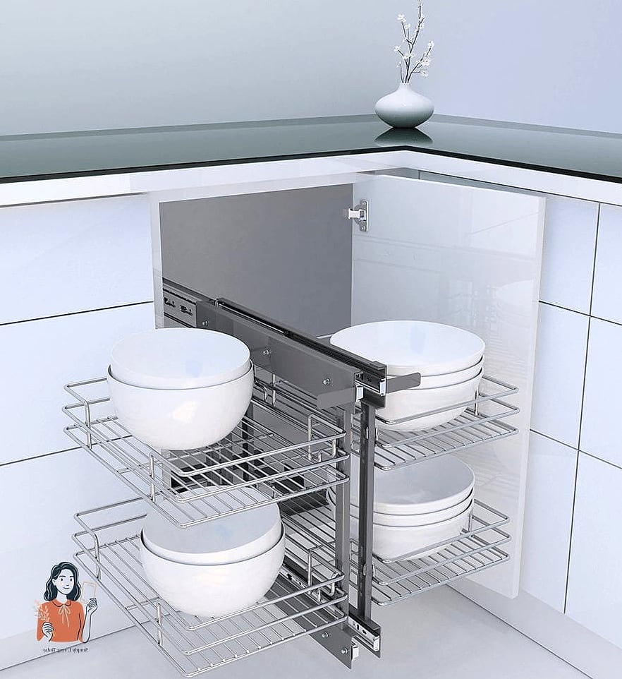 28 Brilliant Corner Cabinet Organization Worth Pinning Immediately 8 Pull-Out Wire Basket System