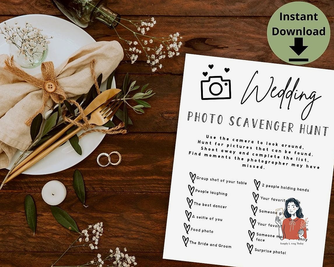 28 Unforgettable Wedding Games That Are Totally Pinterest-Worthy 21 Reception Scavenger Hunt