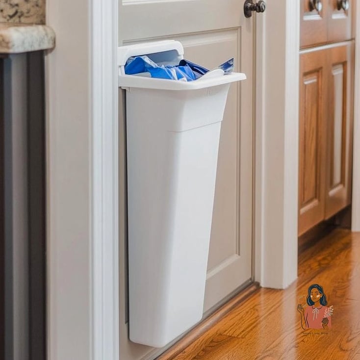 23 Brilliant Behind The Door Organization That Actually Work 11 Recycling and Trash Bag Storage