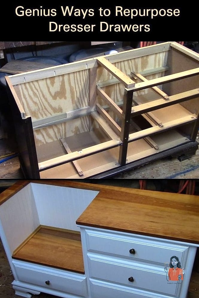 Repurposed Dresser Drawers as Shoe Cubbies