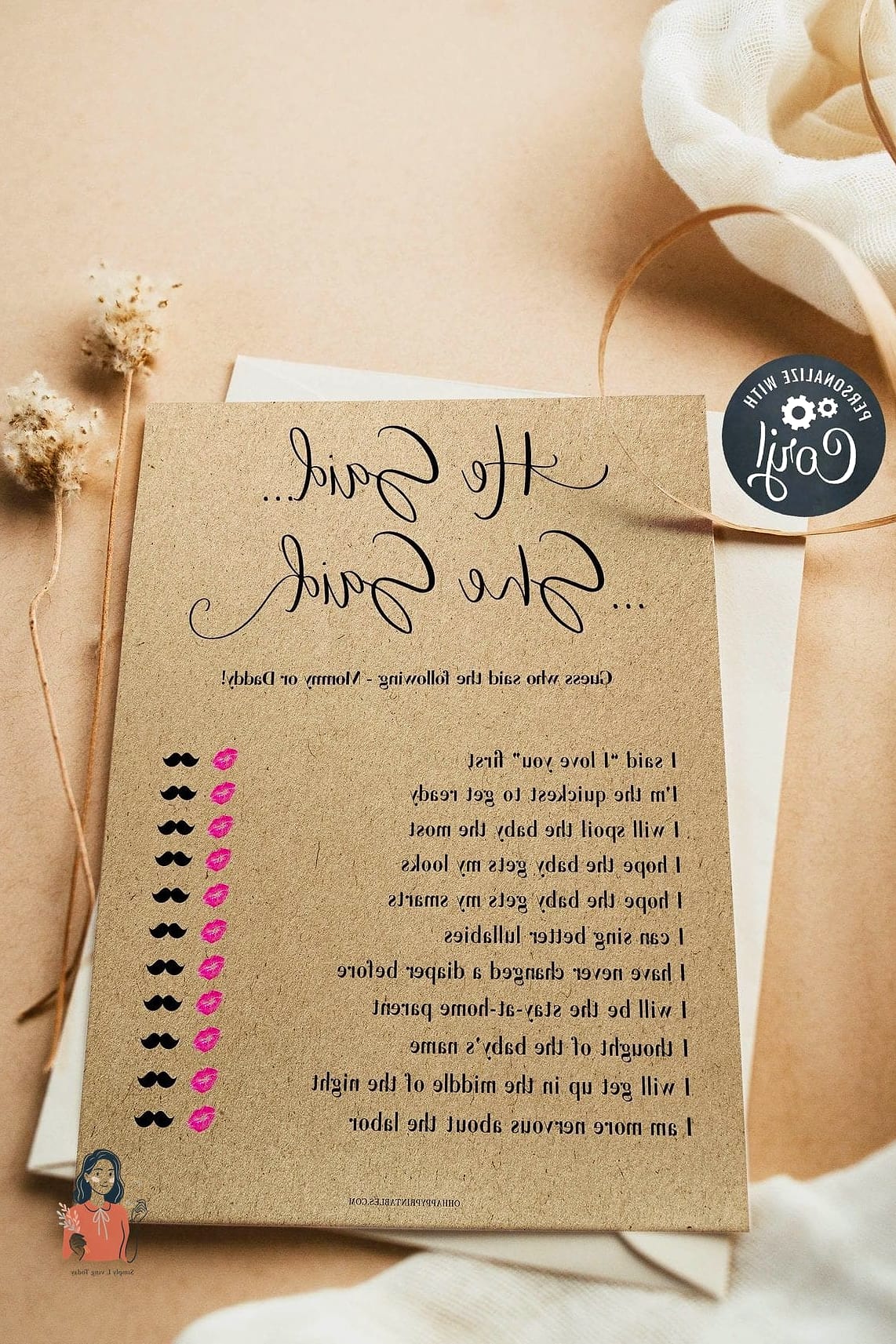 26 Unforgettable Printable Baby Shower Games That Are Totally Pinterest-Worthy 19 He Said, She Said