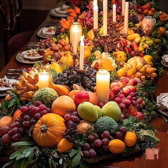 Seasonal Fruit and Floral Wreaths as Centerpieces